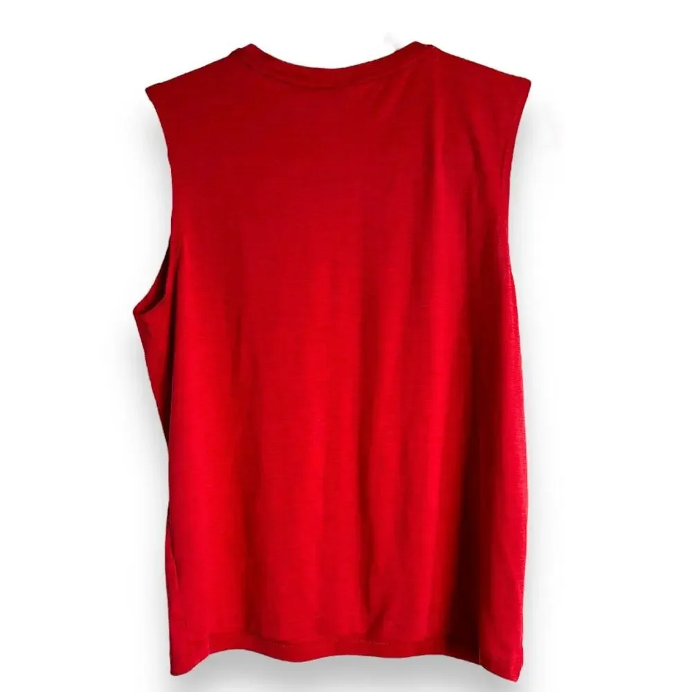 Nike Boys Tank Top Sz XL Red Muscle Screen‎ Print White Swoosh Logo Shirt